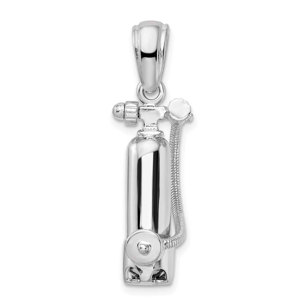 925 Sterling Silve3d Single Scuba Tank W Hose Necklace Charm Pendant, Unisex